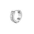 Silberne Huggie-Ohrringe mit Zahnrad-Textur aus Edelstahl und geriffeltem Rippendesign - Silber