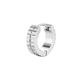 Silver-toned industrial gear-style hoop earring with grooved texture and hinged clasp closure - Gear Pattern Style (Silver 1) / Silver