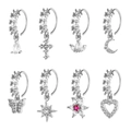 Set mit 8 silbernen Nasenringen mit Schmetterlings- und Kreuzanhängern und Zirkon - Silber Set 1