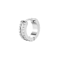 Polished silver gear edge huggie earring with minimalist metal groove texture - Polished Gear Style (Silver 2) / Silver
