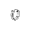 Gepolijste zilveren gear huggie oorring met verticale groeven en een matte afwerking - Zilver