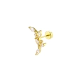 Golden stainless steel cartilage stud featuring marquise zircon leaves with flat back screw - Flower Cluster Leaf Style / Gold 6
