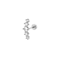 Curved stainless steel cartilage earring with five graduated round cubic zirconia stones - Five Graduated Round Zirconia Style / Silver 7