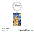 Portachiavi Golden Retriever in acciaio inox stile notte stellata con dimensioni - Cane Color Acciaio