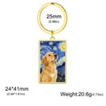 Portachiavi dorato per animali con Golden Retriever e pittura artistica notte stellata - Cane Oro