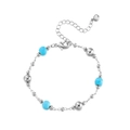 Bracciale bohémien in argento con perline di turchese blu e ciondolo scintillante donna - Argento Tipo 1