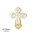 Spilla a croce ortodossa dorata in acciaio inossidabile con smalto bianco e lettere religiose - Stile Smalto Bianco / Oro