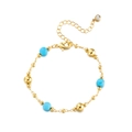 Bracciale bohémien in acciaio dorato con perline turchesi e sfere d'oro lucido - Oro Stile 1