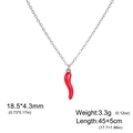 Collar de acero inoxidable plateado con colgante de chile rojo de 18,5x4,3mm unisex - Chile Rojo Color Acero