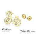 Spilla creativa a forma di bicicletta con fiori in acciaio inossidabile dorato - Oro
