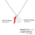 Collar de acero inoxidable con colgantes de chile rojo y trébol, 45cm largo - Color Plata Trébol Chile Rojo