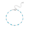 Silver beaded bracelet with blue turquoise beads, lobster clasp and extension chain - Steel Style 3