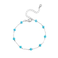 Bohemian silver stainless steel chain bracelet with blue turquoise beads and zircon charm - Steel Style 4