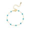 Bohemian gold stainless steel bracelet featuring nine round blue turquoise beads for women - Gold Style 4