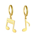Elegantes pendientes colgantes de notas musicales en acero dorado pulido - Dorado-Aro Asimétrico