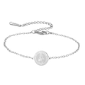 Bracelet Saint Dymphna en acier inoxydable argenté avec pendentif circulaire gravé - Chaîne à Maillons - Sainte Dymphne / Acier