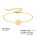Bracelet médaille Sainte Dymphna en acier inoxydable doré pour stress et anxiété - Chaîne à Maillons - Sainte Dymphne / Or