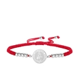 Bracelet rouge tressé avec pendentif religieux Sainte Dymphna et cordon réglable - Cordon Tressé - Sainte Dymphne / Acier Rouge