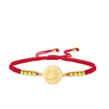 Bracelet tressé rouge Saint Dymphna avec perles dorées et médaille de protection - Cordon Tressé - Sainte Dymphne / Or Rouge