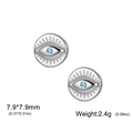 304 stainless steel evil eye stud earrings with light blue zircon stones for women - Round Radial Texture (C) / Steel