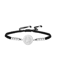 Bracelet Saint Dymphna avec pendentif en acier inoxydable et cordon noir réglable tissé - Cordon Tressé - Sainte Dymphne / Argent Onyx Noir