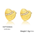 Orecchini a lobo a cuore dorati con zirconi e trama a onde, misura 9,9x10,6 mm - Stile Cuore Oro