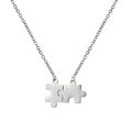 Collana con ciondolo a puzzle ad incastro in acciaio inossidabile argento lucido - Colore acciaio