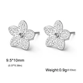 Orecchini a fiore in acciaio inossidabile argento con centro in zirconia scintillante - Stile Sakura Tono Argento