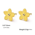 Orecchini a perno a forma di fiore dorato con zircone e superficie strutturata - Stile Sakura Tono Oro