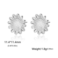 Eleganti orecchini a lobo a girasole in acciaio inossidabile argento con strass centrali - Stile Girasole Tono Argento