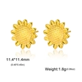 Eleganti orecchini a lobo a girasole in acciaio dorato, misura 11,4 mm e peso 1,8 g - Stile Girasole Dorato