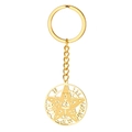 Portachiavi in acciaio inossidabile 304 dorato con pentagramma e simboli occulti - Oro Inciso Pentagramma