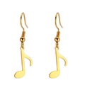 Elegantes pendientes de nota musical dorados en acero inoxidable con acabado pulido - Estilo de Gancho de Oreja / Dorado-Nota Musical