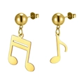 Elegantes pendientes dorados con notas musicales de acero inoxidable 304 con brillo pulido - Dorado-Perno de Bola