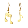 Pendientes elegantes de acero inoxidable dorado con motivos de notas musicales - Dorado-Conjunto Asimétrico