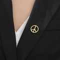 Vintage golden matte peace sign brooch pin for suits, featuring a classic geometric design - Gold Peace Sign