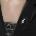 Silver vintage Ankh and Eye of Horus brooch pin on a black suit lapel for men and women - Steel Ankh