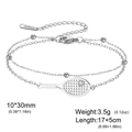 Silbernes Tennisschläger-Armband aus Edelstahl mit Metallperlen für Sportbegeisterte - Stahlfarben