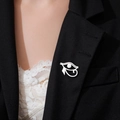 White Eye of Horus brooch with matte finish on black suit lapel for vintage style - Steel Horus Eye