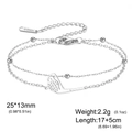 Silbernes Edelstahl-Doppelarmband mit Golfschläger- und Ball-Anhänger für Damen - Stahlfarben