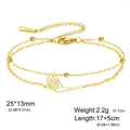 Zweilagiges goldenes Edelstahlarmband mit Golfschläger- und Ballanhänger für Damen - Golfschläger - Doppelschichtige Kette / Gold