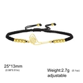Verstellbares schwarzes Kordelarmband mit goldenem Golfschläger-Anhänger und Perlen - Golfschläger - Schwarzes geflochtenes Seil / Gold