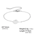 Silbernes Armband aus Edelstahl mit Tennisschläger-Anhänger und Verlängerungskette - Tennis - Kreuzkette / Stahlfarben