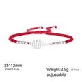 Rotes geflochtenes Tennis-Armband aus 304 Edelstahl mit silbernem Schlägel-Anhänger - Tennis - Rotes geflochtenes Seil / Stahlfarben