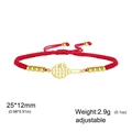 Verstellbares rotes Tennis-Armband mit goldenem Schläger aus Edelstahl für Damen - Tennis - Rotes geflochtenes Seil / Gold