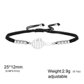 Verstellbares, schwarz geflochtenes Tennisschläger Armband mit silbernen Perlen für Fans - Stahlfarben