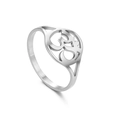 Minimalist silver Om symbol cutout ring in polished stainless steel for daily wear - US 7 / Steel