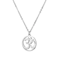 Minimalist stainless steel necklace featuring a polished circular Om symbol pendant - Silver Om Symbol