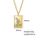 Collana tarocchi Forza in acciaio inossidabile dorato con incisione leone e catena 60cm - Giustizia / Oro