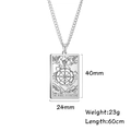 Collana con pendente Tarocchi Ruota della Fortuna in acciaio inossidabile per uomo - La Ruota della Fortuna / Colore acciaio